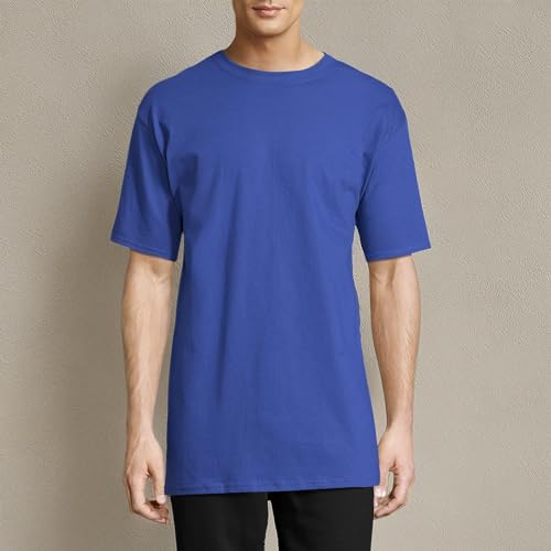 Hanes mens Beefy Short Sleeve Tee Value Pack (2-pack) (Availble in Tall) fashion t shirts, Deep Royal, X-Large Tall US image 8