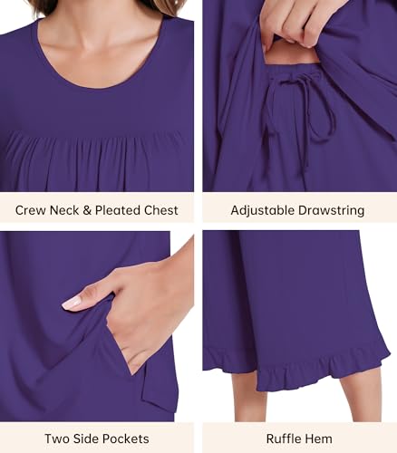 Image of NACHILA Bamboo Viscose Pajamas for Women Pleated Ruffle Tank Top Pjs Set