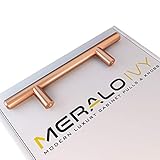 Solid Cabinet Handles in Rose Gold with Brushed Satin Finish, Euro Pull Hardware for Kitchen &...