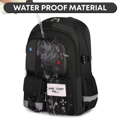 Image of 3PCS Boys Backpack for School Kids Schoolbag Teens Book Bag | Teen Boys Elementary Middle School Backpack Waterproof College Student Bookbag Children Waterproof Laptop Bag Black