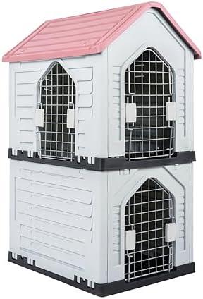 Double-Decker Pet House with Ladder - Waterproof, Sunproof, 3-Door, Ventilated - Small & Medium All-Season Universal Dog House for Indoor/Outdoor Use