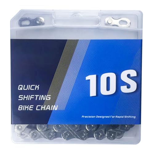 Silver Bike Chain 10 Speed Bike Chain 1/2 x 11/128 Inch 116 Links Alloy Steel Triple Strand Suitable for Mountain Bike Road Bike