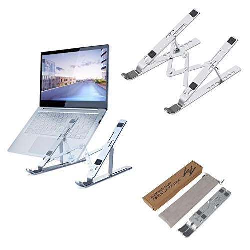 Danilflex Laptop Stand, 100% Aluminium Alloy Computer Stand for Laptop, 7 Angles Portable Adjustable Tablet Notebook Stand Holder, Compatible with MacBook Air Pro, Lenovo, More 10-15.6 (Silver)