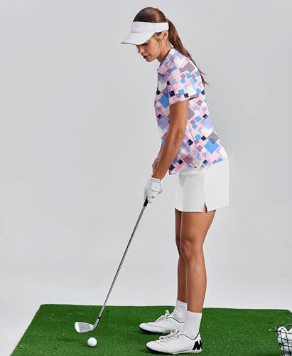 Image of PINSPARK Womens Golf Shirt Short Sleeve Polos UPF 50+ Collared Tennis Tops