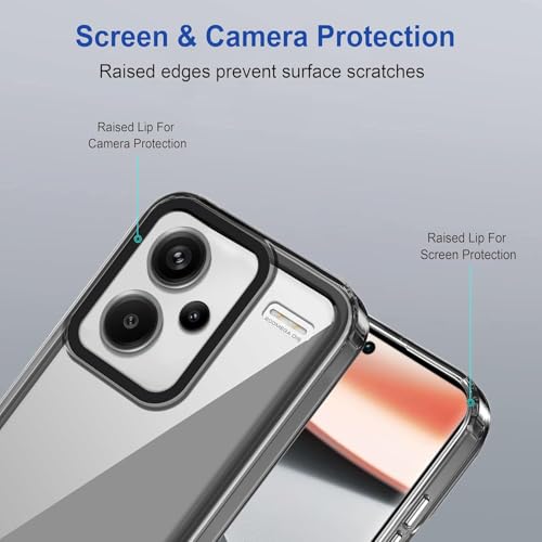 Image of NDCOM for Redmi Note 13 Pro Plus Back Cover | Durable Redmi Note 13 Pro Plus Cover | Black Crystal Clear Back Case
