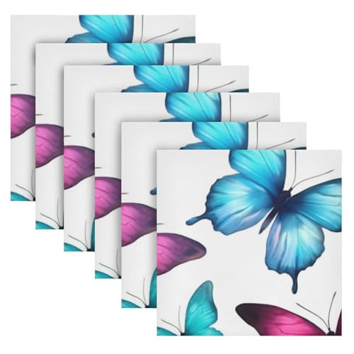 Servilletas de Tela con Mariposas Multicolor Set de 6 miniatura 2