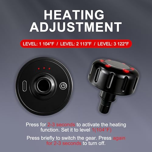 Image of LEERCON Heating Head for Small Massage Gun - 3-Temp Settings (104 /113 /122F) & 15-Min Auto-Off, Portable Rechargeable Handheld Accessory for Muscle Pain Relief