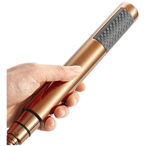 Hand Shower Head, Shower Head Universal Bath Shower Handheld Hand Set High Pressure Single Function Brass Bath Handheld Showers,Rose Gold Cover