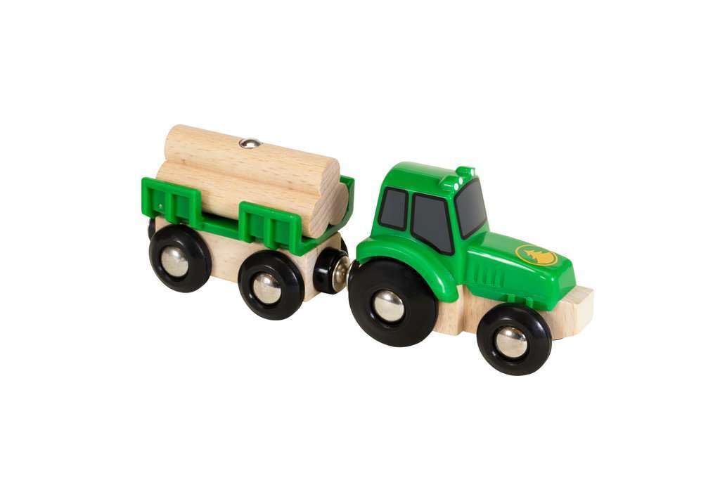 World Farm Tractor Toy (with Load) for Kids Age 3 Years Up - Wooden Railway Train Set Add On Accessories