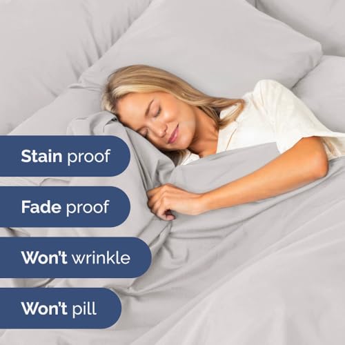 Image of Extra Deep King Sheet Set - 6 Piece Breathable Cooling Sheets - French Grey | Hotel Luxury Bed Sheets Set, Easy & Secure Fit, Ultra-Soft, Wrinkle & Fade Free, Comfy Sheets Set with Extra Deep Pockets