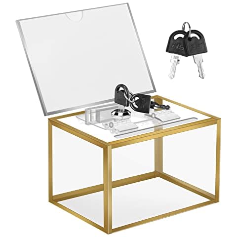 AFOROEOA Gold Acrylic Donation Box with Lock (Gold Acrylic Box) Cover