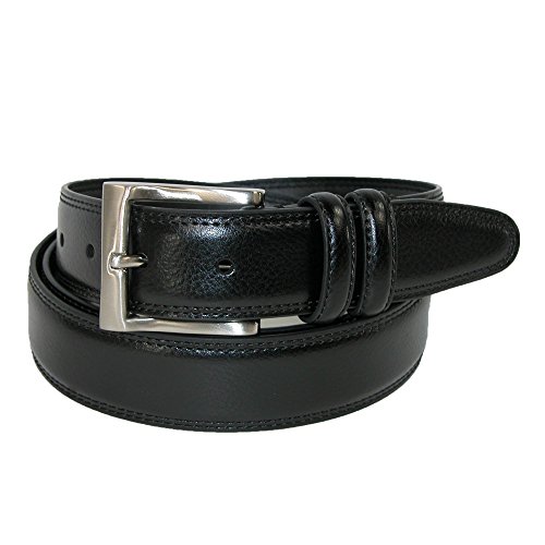 AQUARIUS Men's Big & Tall Pebble Grain with Feather Edge Dress Belt, 54, Black