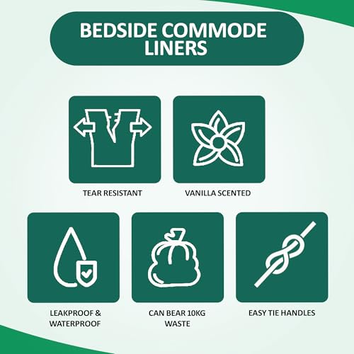 Image of Bedside Commode Toilet Liners, 50 Liners | Extra Thick, Leak Proof, Fits Most Bedside Commodes Pail, and Adult Potty Chairs