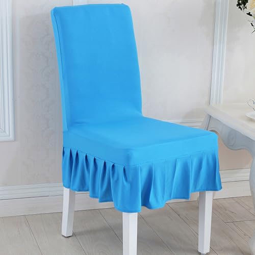 DTYNBCP Fundas for sillas de Comedor de Color Liso con faldón, Protector de Muebles for Comedor, Restaurante y Banquetes (tamaño: Juego de 10, Color: champán)(Lake Blue,Set of 10)