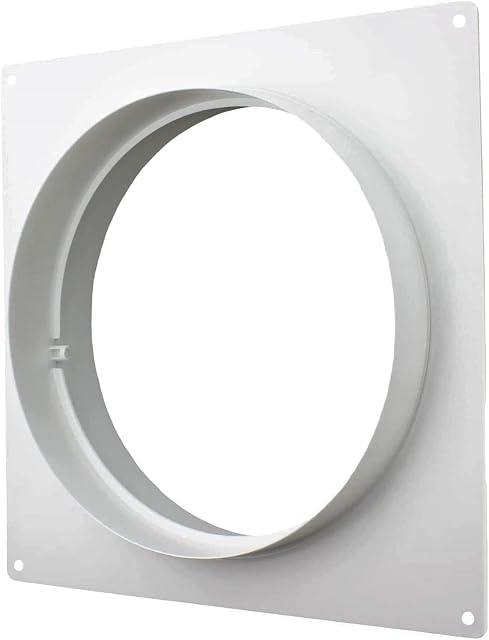 FANTRONIX 100 mm Dia Plastic Pipe Duct Connector with Spigot for Extractor Fan Circular Ducting to Supply and Exhaust Ventilation Systems 4 inch White PVC Wall Mounting Plate Joint
