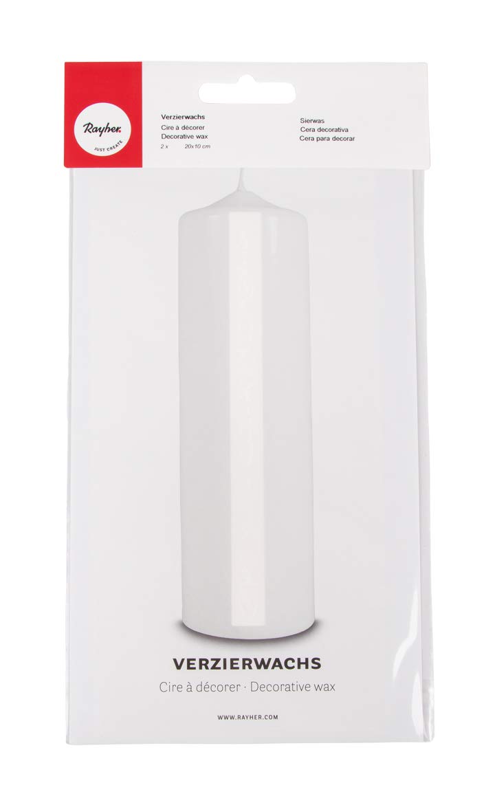 Rayher Set of 2 White Wax Sheets for Candle Making and Crafting, Wax Embellishments for Candles, white, 20cmx10cm, 3103702