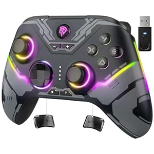 EasySMX X15 PC Controller – Enhanced Wireless Bluetooth Controller with Hall Joysticks/Hall Triggers/RGB Lighting – No Stick Drift, No Dead Zone – Work for Windows PC, Android, Steam and Switch