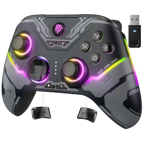 EasySMX X15 PC Controller – Enhanced Wireless Bluetooth Controller with Hall Joysticks/Hall Triggers/RGB Lighting – No Stick Drift, No Dead Zone – Work for Windows PC, Android, Steam and Switch