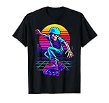 inline skating shirt skeleton skater funny roller anni '80 '90 maglietta