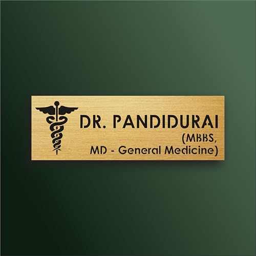 Image of Customized Self Adhesive Acrylic Name Plate for Home | Black and Matt Brush Gold Acrylic Personalized Door Name Plate | Custom Name Board for House, Office & Entrance (12 x 4 Inch, Black and Gold)