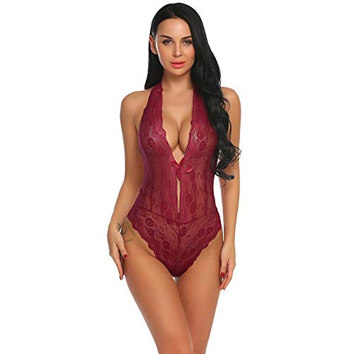 Vêtements de nuit dos nu babydoll floral pour femme élégante