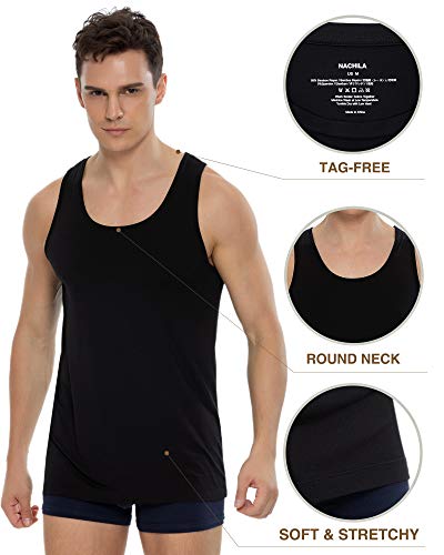 NACHILA Tank Top for Men-Viscose Made from Bamboo, Basic Undershirts 3 Pack Soft Tanks Sleeveless Shirts4
