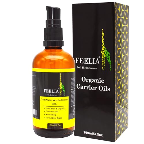 Feelia - Huile de germe de blé bio - Pressée à froid, riche en vitamines E et A, nourrissante et hydratante, 100 % pure et biologique (100 ml)