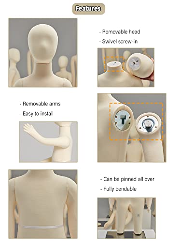 Maniquí flexible para niños ajustable para escaparates de ropa infantil 3