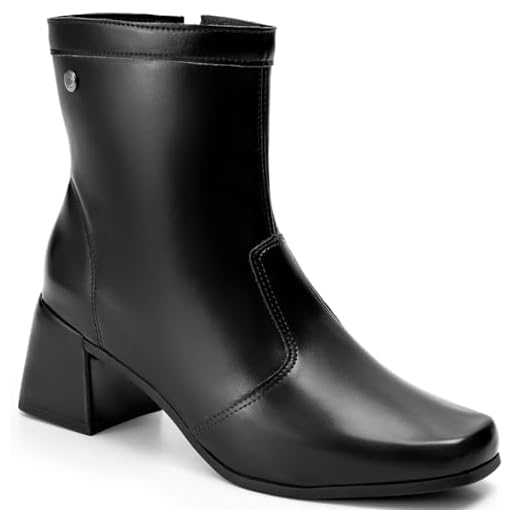 Bota Feminina Lumiss Cano Curto Salto Bloco Baixo preto35