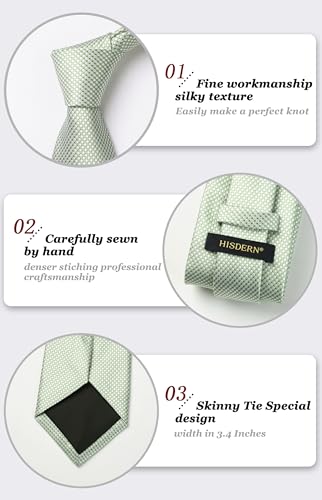 Image of HISDERN Mens Ties Solid Color Tie and Pocket Square Set Classic Woven Formal Neckties & Handkerchief Wedding Party