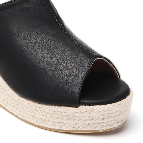 Image of Tilocow Espadrilles Wedges for Women Open Toe Ankle Strap Platform Dressy Casual Sandals Travel Slides
