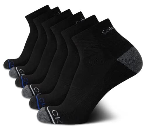 Calvin Klein Mens Socks - Athletic Cushioned High Quarter Cut Socks (6 Pack)