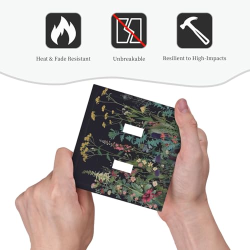 Tewujay TEWUJAY2403 Light Switch Cover Boho Wildflowers Herbs Floral 2 Gang Wall Plate Double Light Switch Plate Toggle Decorative Outlet Covers Electrical Switchplate thumb #5