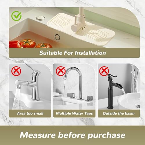 Juego de 2 Alfombrillas de Silicona para Grifo, Protector contra Salpicaduras para Fregadero de Cocina, Bandeja Absorbente de Goteo, Protector de Grifo para encimera, 37 cm, Color