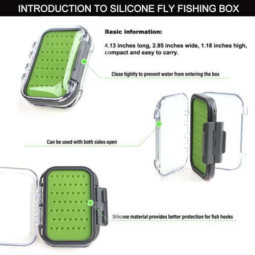 Image of Fly Fishing Flies Assortment Kit, 42 Pieces of Dry, Wet, Nymphs, Streamers, Wooly Buggers, Terrestrials, for Trout Bass Salmon Steelhead, with Silicone Fly Box, Fly Fishermen Gift