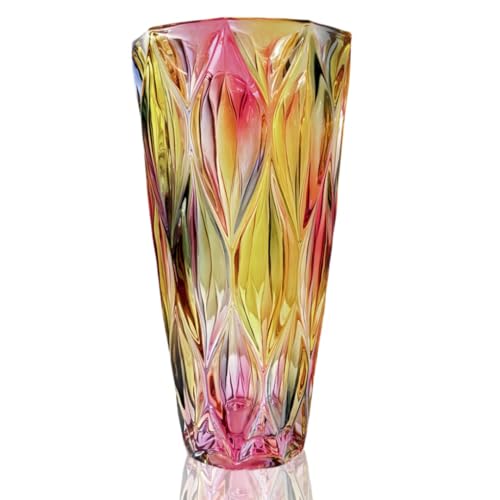 Jarrón colorido, jarrón grande de cristal decorativo colorido para flores, para decoración del hogar, decoración de boda, centros de mesa, fiesta
