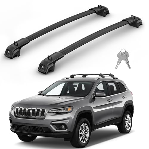Image of 330Lbs Roof Rack Cross Bars Compatible with Jeep Cherokee 2014-2023, Heavy Duty Top-Mount Aluminum Roof Rails Crossbars Rooftop Luggage Racks Cargo Carrier