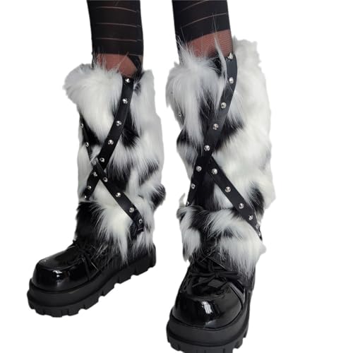 Calentadores de piernas contra el frío invernal con fundas peludas protectoras de botas