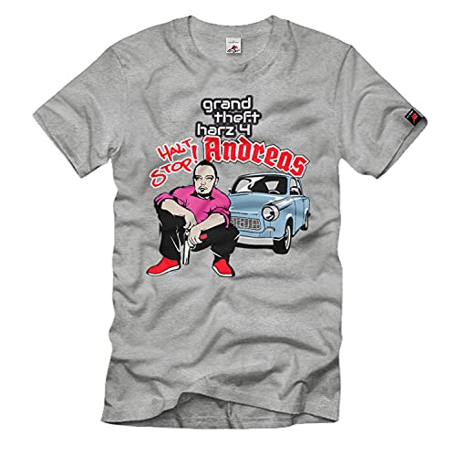 T-shirt humoristique Andreas gris taille M imprimé Grand Theft