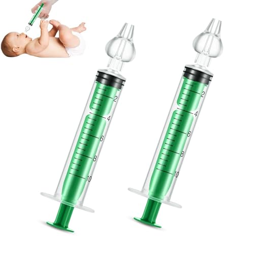 Image of Baby Nasal Aspirator, Nasal Syringe for Baby Syringe Nasal Irrigator with Professional Reusable Silicone Nasal Suction Tip Nose Cleaner for Irrigation Nasal Spray Nasal Hygiene (Green, 2 Pieces)