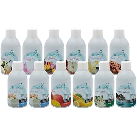 TimeMist Air Freshener Mixed Assortment Dispenser Refills - 7.1 oz (Case of 12 Assorted Fragrances) 1050698 - Premium Fragrances with Essential Oils, Lasts Up To 30 Days and Neutralizes Tough Odors Cover