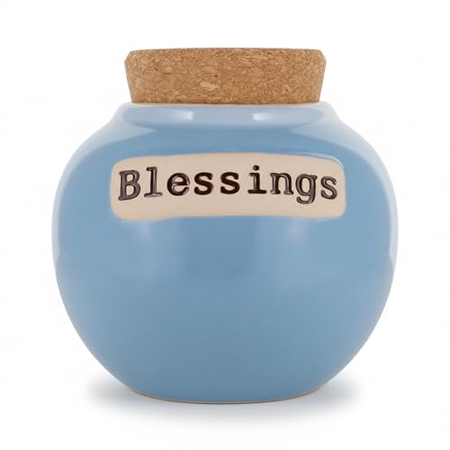 Cottage Creek Jars | Blessings Jar, Gratitude Jar for Home Decor | Ceramic Storage Container, Piggy Bank & Keepsake Box for Prayer Cards | Stocking Stuffers, for Women, Men, Friends
