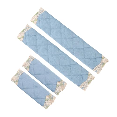 WEKADRIN 4 piezas Cubiertas de Manijas para Nevera y Microondas de Acolchado Protector Antipolvo para Tiradores de Cocina y Electrodomésticos Fácil de Limpiar y Ajustar Color Azul Lago