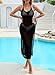 Pink Queen Women's Bikini Cover Up Fashion Backless Halter Swim Coverup Slim Bodycon Slit Crochet Summer Cruise Outfits Black L