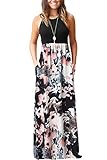 OURS Women's Casual Sleeveless Floral Print Dresses Summer Beach Long Maxi Dresses (As Floral 1, M)