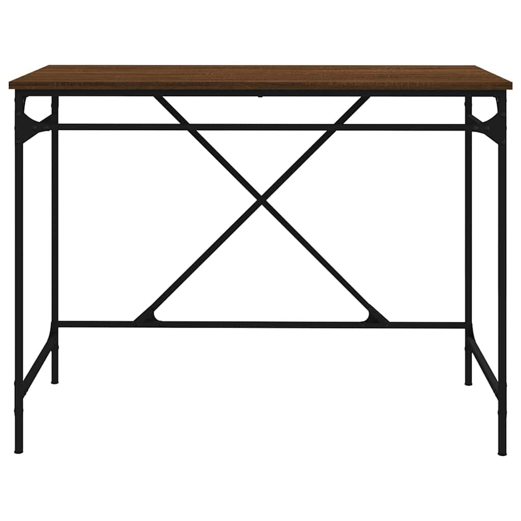 Escritorio marrón con aspecto de roble y hierro, 100 x 50 x 75 cm, mesa de oficina estable con amplia superficie de trabajo para oficina en casa, oficina, estudio y juegos