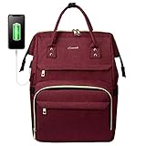 LOVEVOOK Laptop Backpack(17-Inch), Womens Laptop Bag Large Backpack Purse School Backpack Bookbag, Wine Red