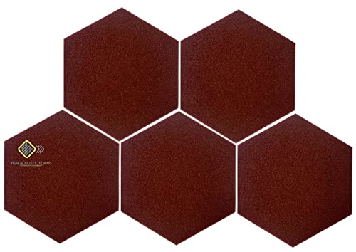 Image of YGM Acoustic Foams Professional Hexagon Acoustic Foam Panels, Absorption Panel, 12 X 12 X 1 inch High Density Edge Wall Tiles for Acoustic Treatment (Coffee Brown, Set of 72)