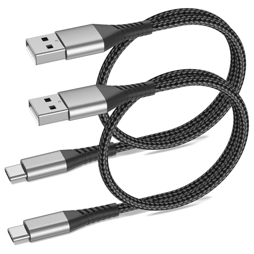 USB A à USB C Câble 2ft, 2 Boîte tressée USB Câble de type C cordon de charge rapide, 2 ft USB à USB-C Câble pour voiture iPhone 15 16 17 Pro Max, iPad Air Pro, Samsung Galaxy S24 S23 Ultra, USBA à USBC câble