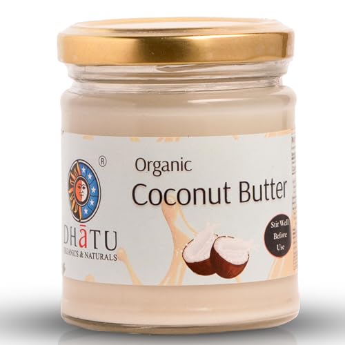 Image of Dhatu Organics Coconut Butter, 175g (Pack of 1) | Vegan | Keto Friendly | MCT Rich | Healthy Baking Fat | Lauric Acid Rich Superfood | Stoneground | No Sugar